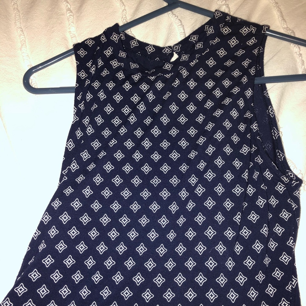 H&M Navy Romper with White Diamond Pattern